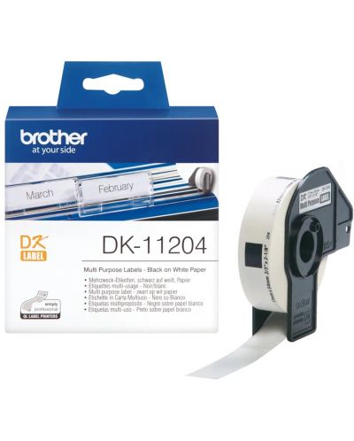 Хартиена лента Brother - DK-11204, за QL-500, 17 x 54mm, Black/White - 1